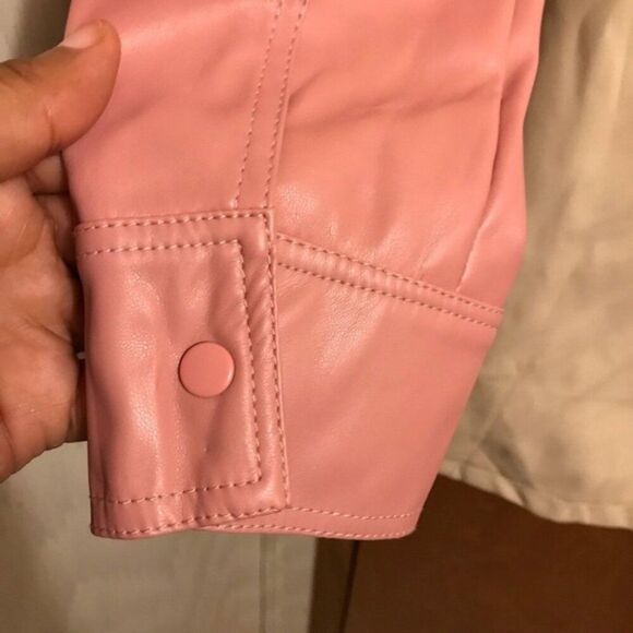 Colorblock Faux Leather Shirt Jacket Shacket 90s 70s Snap button Y2K M - Picture 13 of 16